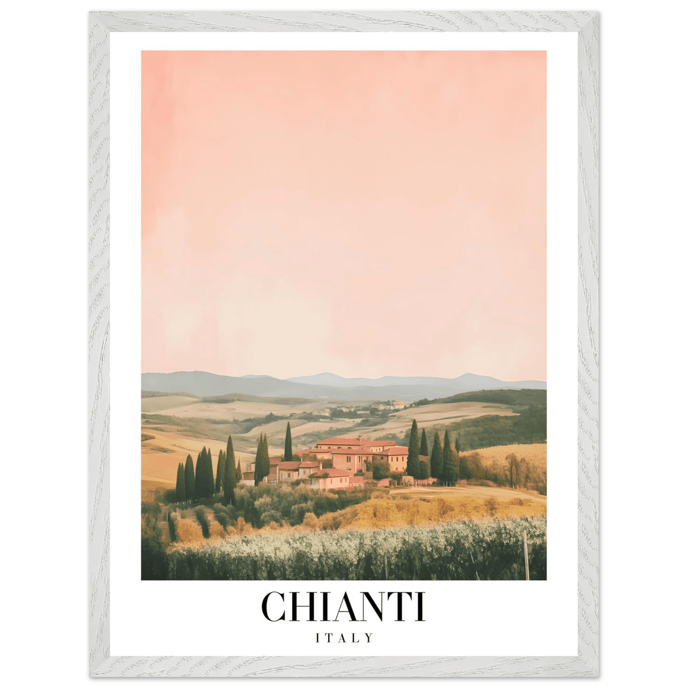 Chianti, Italy Framed Poster – Vintage Tuscan Countryside Wall Art with Customizable Wooden Frame - Vibrantwalls