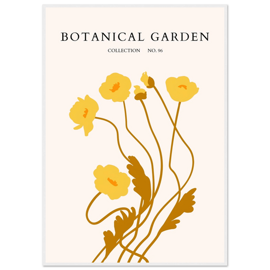 Botanical Garden Framed Art Print – Golden Poppies Abstract Wall Decor | Ready-to-Hang Nature Collection - Vibrantwalls
