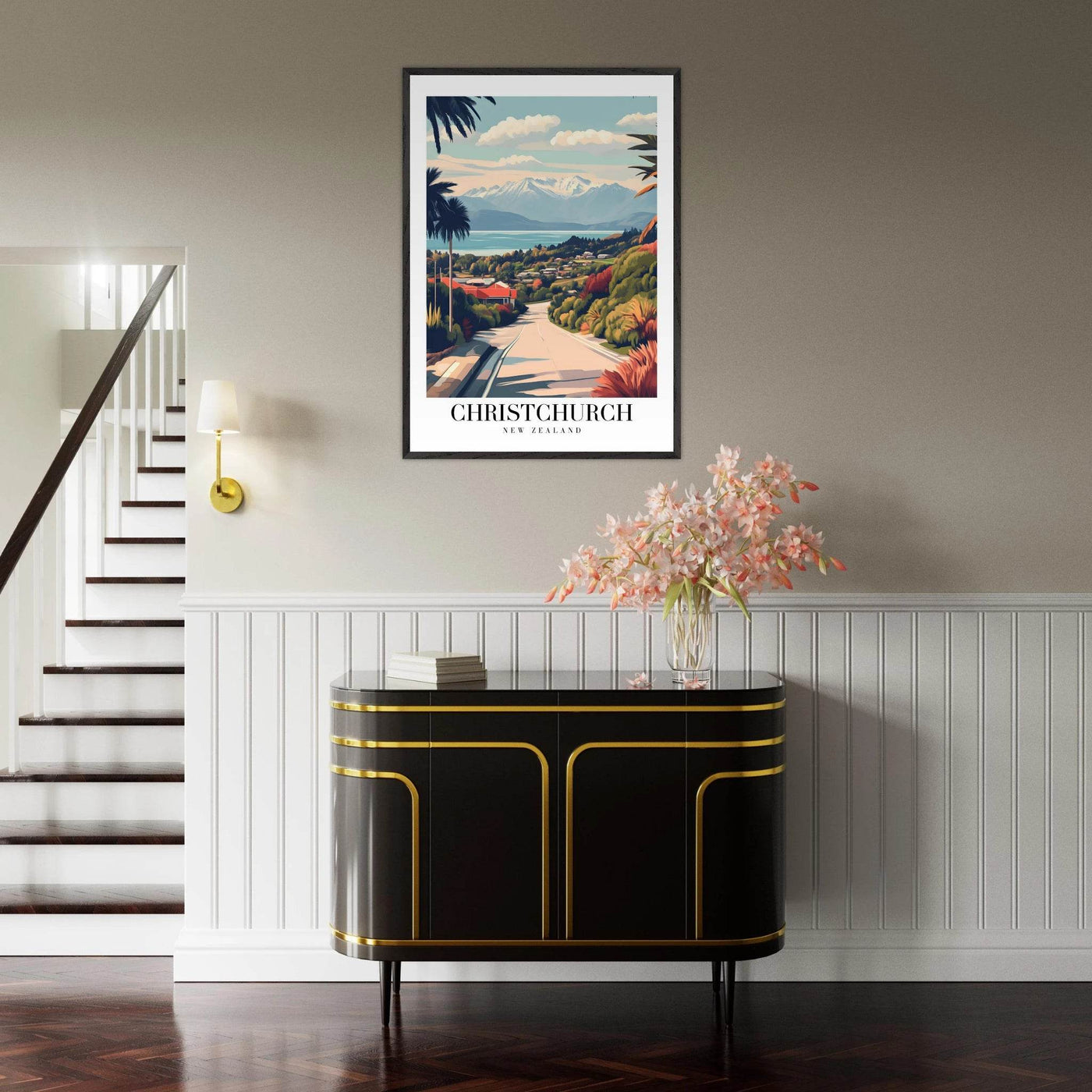 Christchurch New Zealand Framed Poster – Vintage Travel Wall Art with Wooden Frame - Vibrantwalls