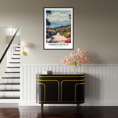 Christchurch New Zealand Framed Poster – Vintage Travel Wall Art with Wooden Frame - Vibrantwalls