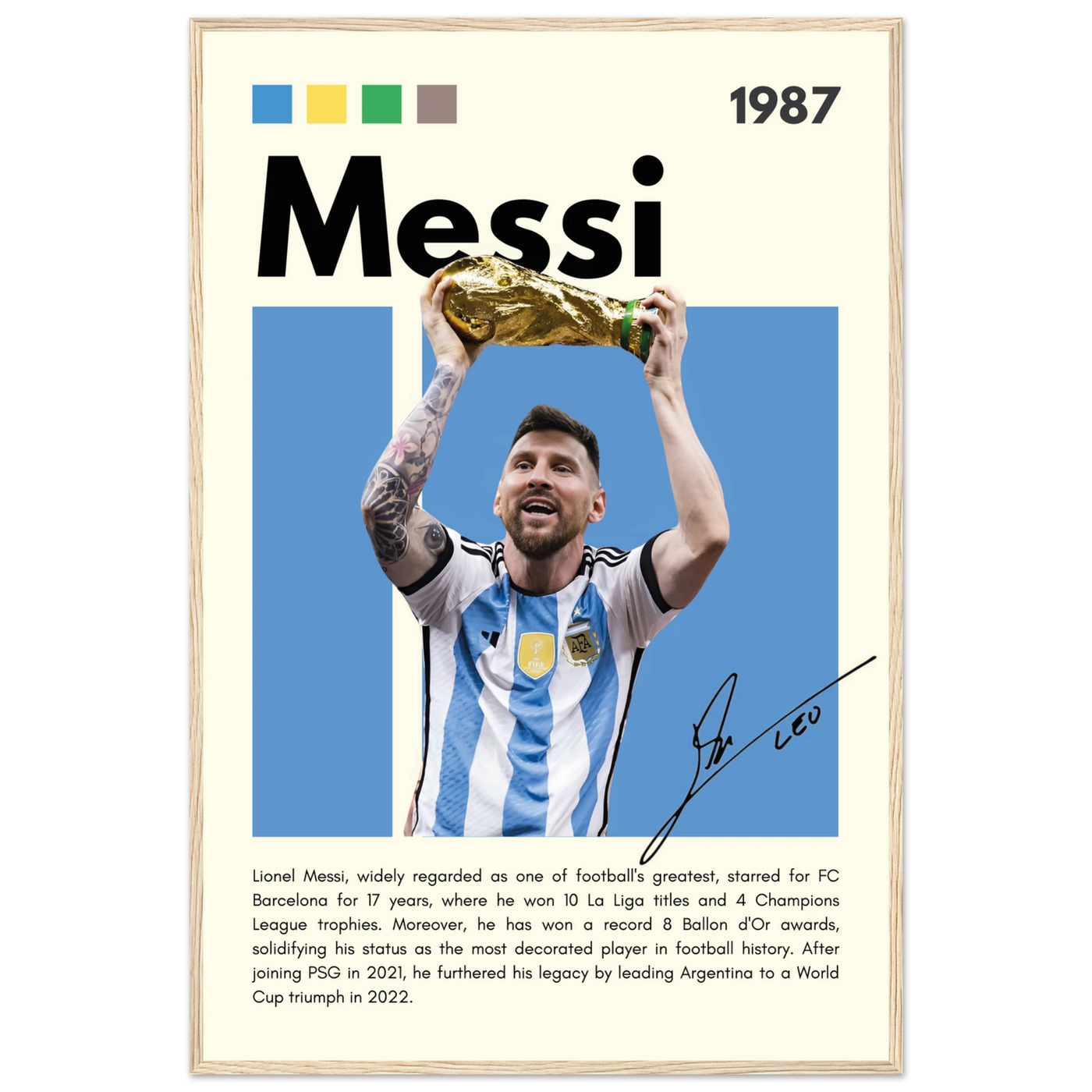 Lionel Messi World Cup Champion Framed Poster 60x90 cm 24x36″ Wood frame Vibrantwalls