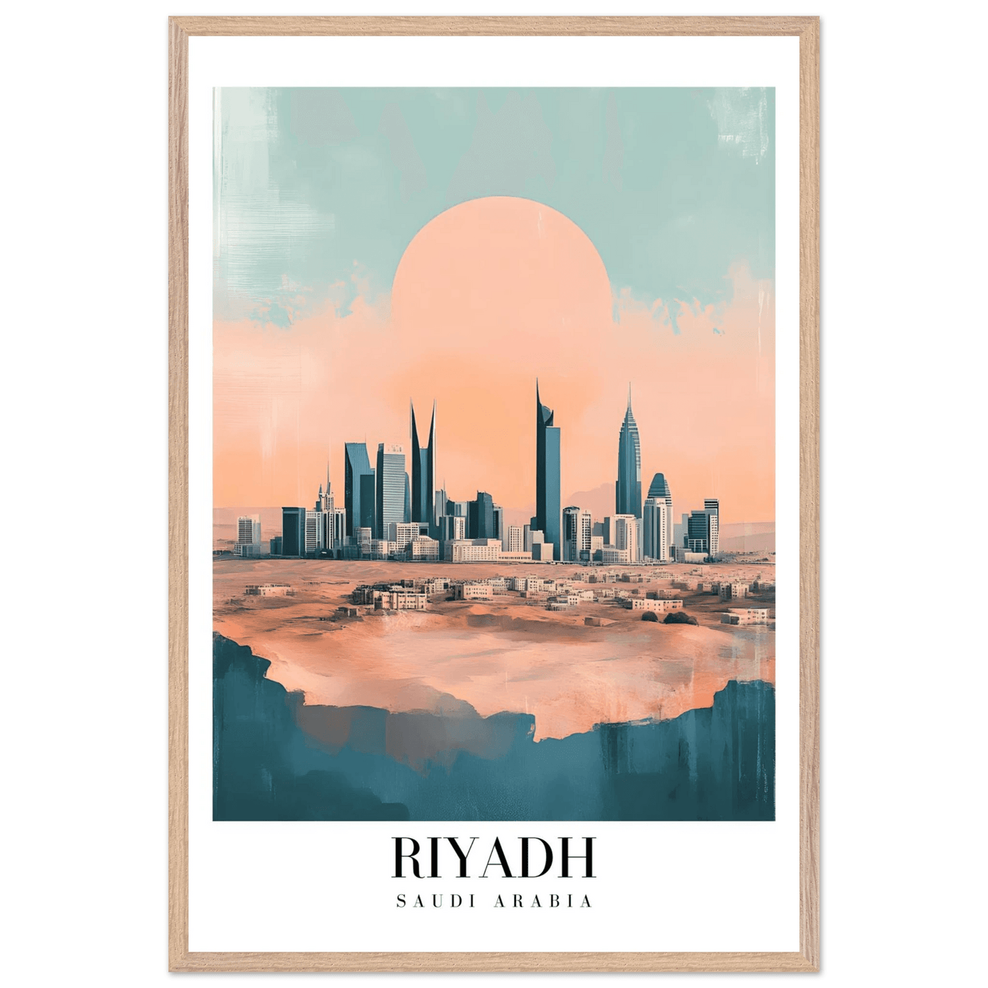 Riyadh Saudi Arabia Framed Poster – Modern Desert City Wall Art in Earthy Tones - Vibrantwalls
