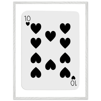 Minimalist Ten of Hearts Poker Card Print - Mounted Framed Eco-Friendly Wall Art for Game Rooms & Modern Decor - Vibrantwalls