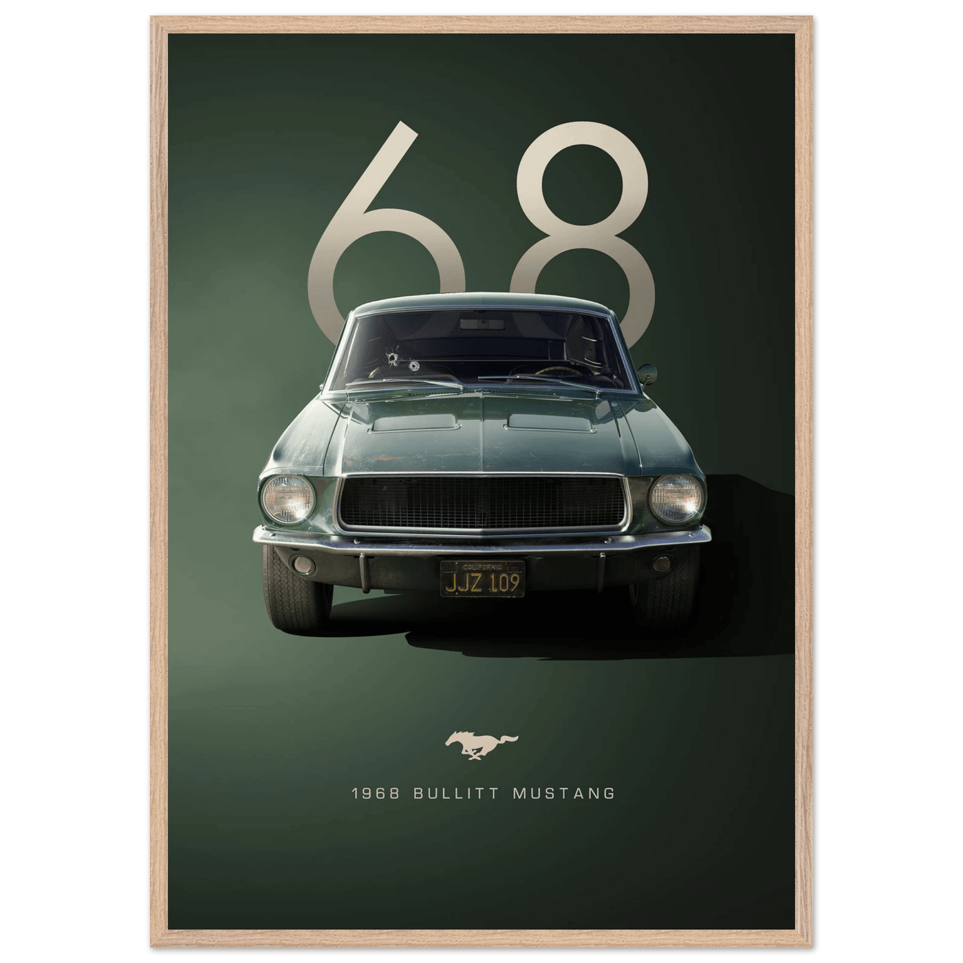 1968 Bullitt Mustang GT - 50th Anniversary Framed Poster | Iconic Automotive Art, Ready-to-Hang - Vibrantwalls