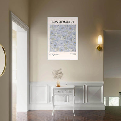 Capri Flower Market Framed Poster – Serene Floral Art Print in Cool Tones | Ready-to-Hang Wall Decor - Vibrantwalls