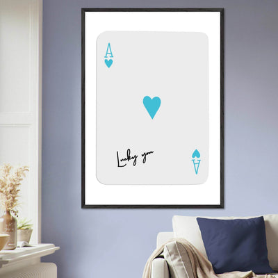Ace of Hearts Poker Card Print - 'Lucky You' Framed Art, Eco-Friendly Wood Frame in Custom Finish - Vibrantwalls