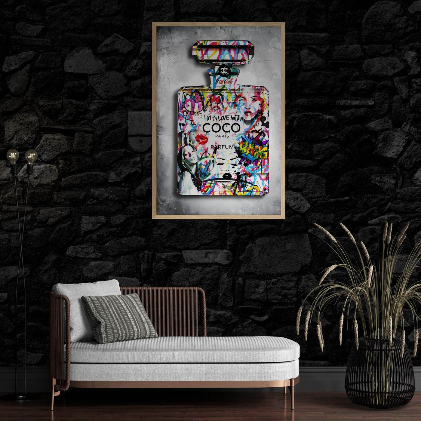 Vibrant Pop Art Chanel Perfume Bottle Print - Graffiti Chic Wall Decor for Fashion Lovers - Vibrantwalls