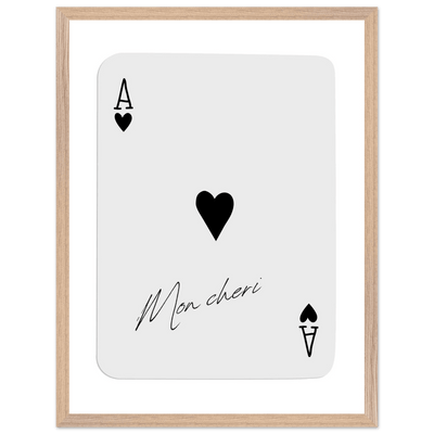 Ace of Hearts 'Mon Cheri' Art Print - Framed Poker Card Poster, Eco-Friendly Wood Frame - Vibrantwalls