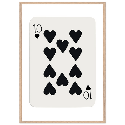 Minimalist Ten of Hearts Poker Card Print - Mounted Framed Poster Art, Eco-Friendly Wood Frame - Vibrantwalls
