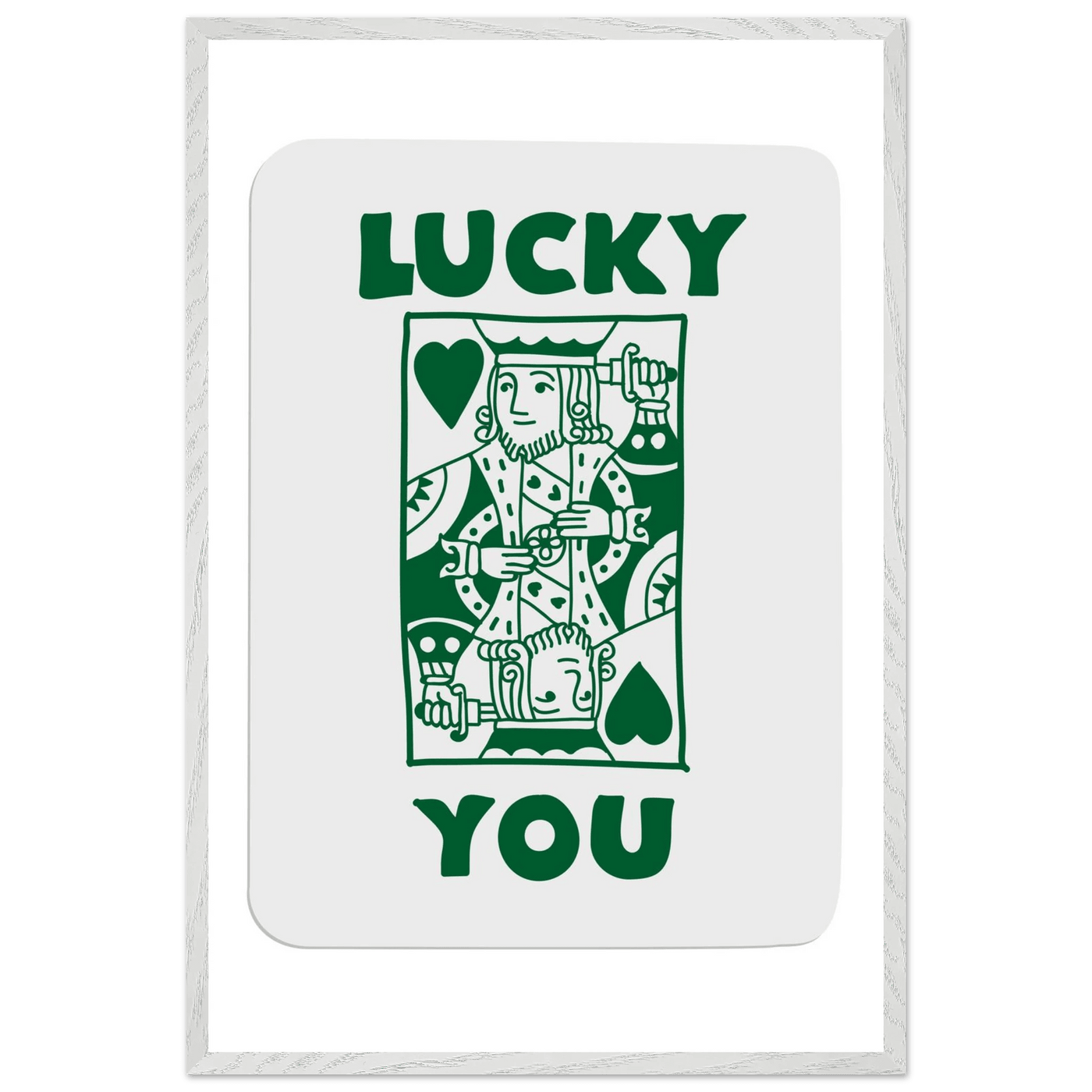 Lucky You Poker King of Hearts Print - Mounted Eco-Friendly Framed Poster Art in Dark Green - Vibrantwalls