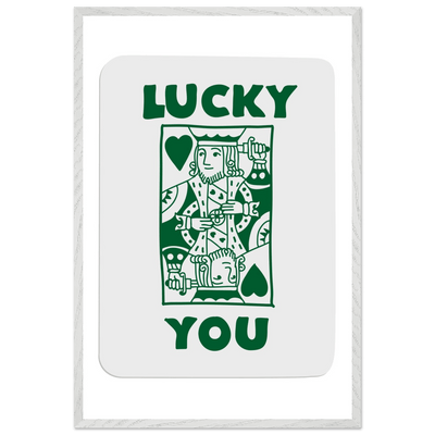 Lucky You Poker King of Hearts Print - Mounted Eco-Friendly Framed Poster Art in Dark Green - Vibrantwalls