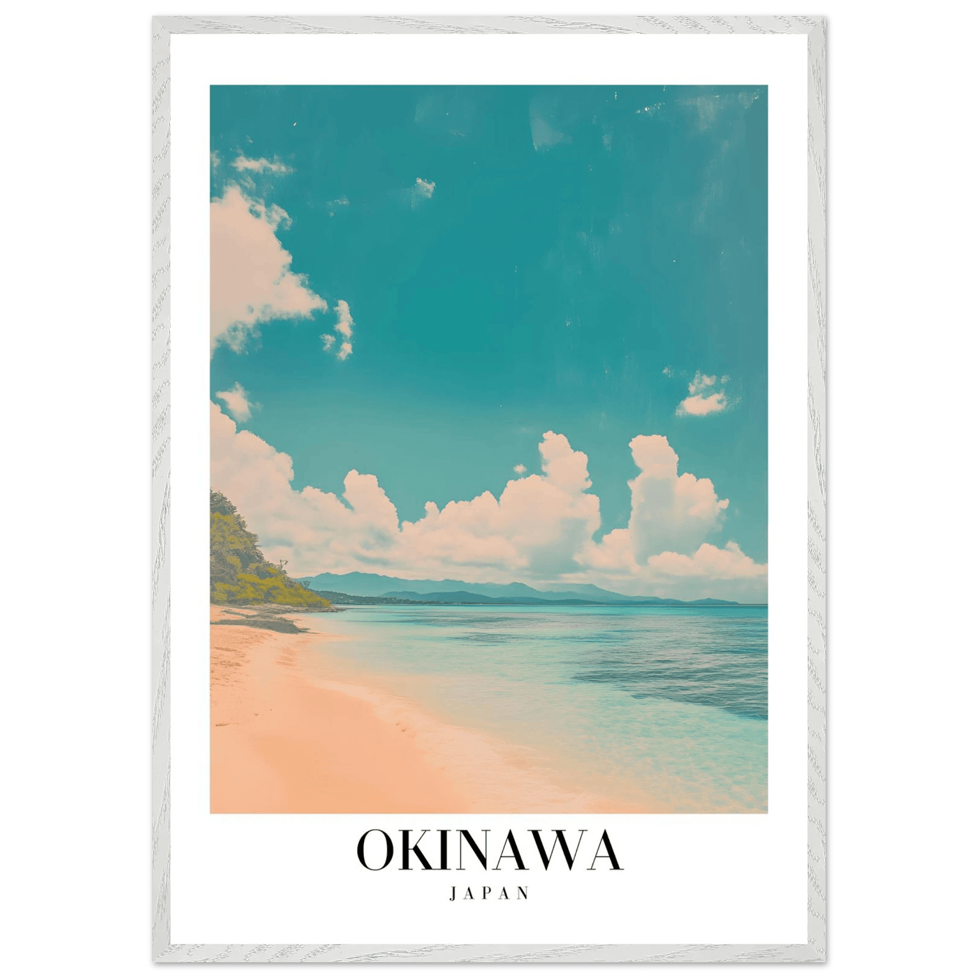 Okinawa Japan Framed Poster – Vintage Beach Travel Wall Art with Wooden Frame - Vibrantwalls