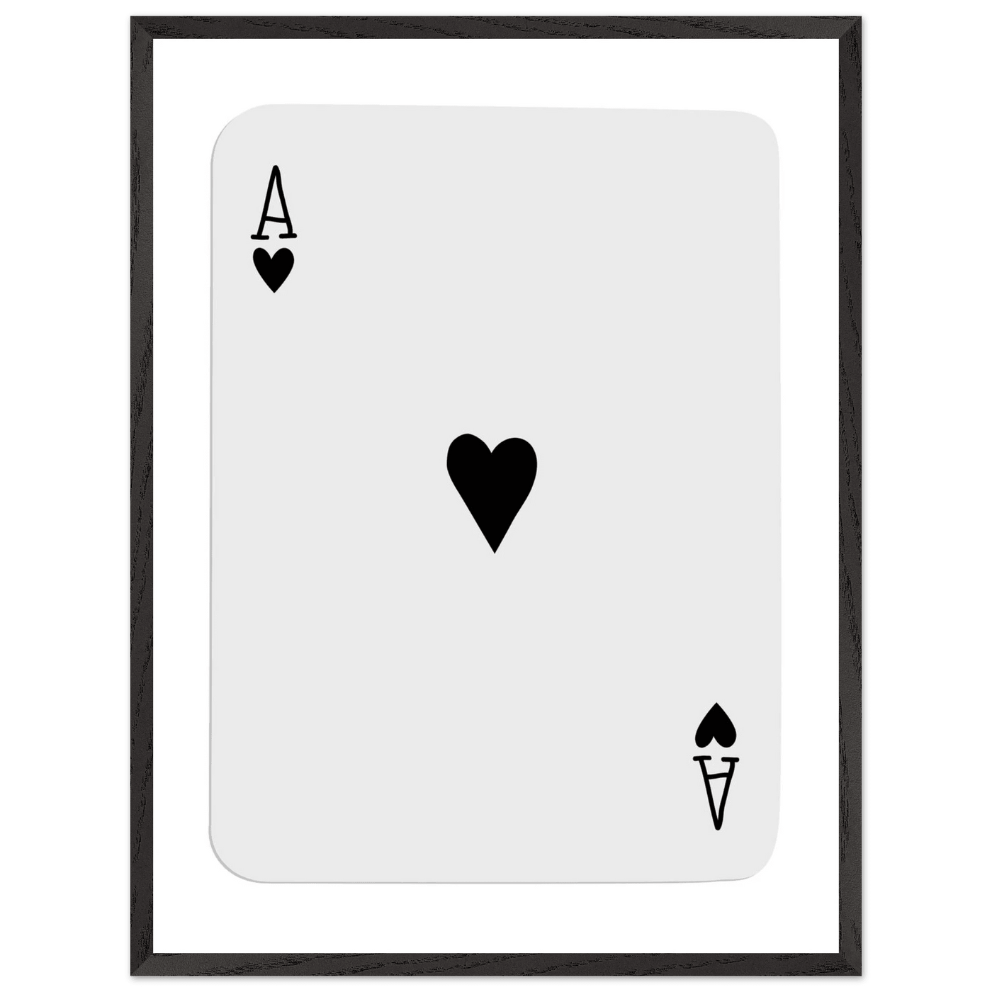 Ace of Hearts Minimalist Poker Card Art - Eco-Friendly Mounted Framed Poster, Choice of Frame Finish & Size - Vibrantwalls