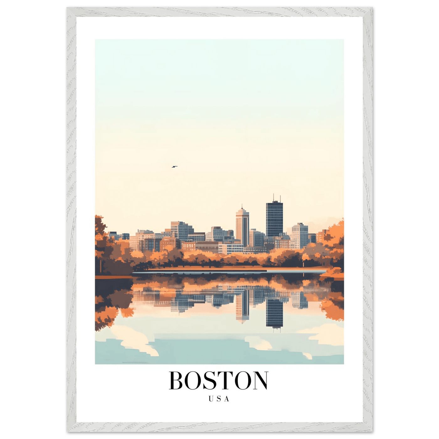 Boston Cityscape Framed Poster – Modern Travel Wall Art with Wooden Frame & Multiple Sizes - Vibrantwalls