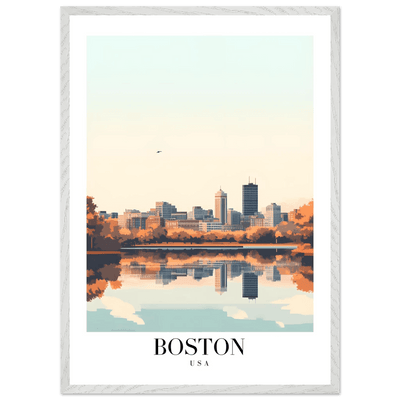 Boston Cityscape Framed Poster – Modern Travel Wall Art with Wooden Frame & Multiple Sizes - Vibrantwalls