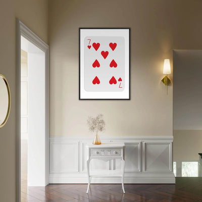 Lucky 7 of Hearts Poker Card Print - Mounted Framed Wall Art, Eco-Friendly Wood Frame & Multiple Sizes - Vibrantwalls