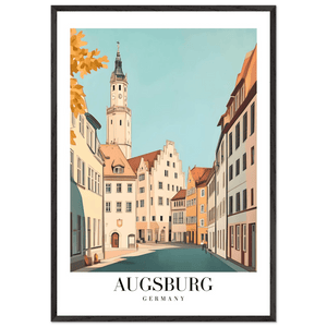 Augsburg Germany Framed Poster – Vintage European Cityscape Wall Art with Wooden Frame in Various Sizes - Vibrantwalls