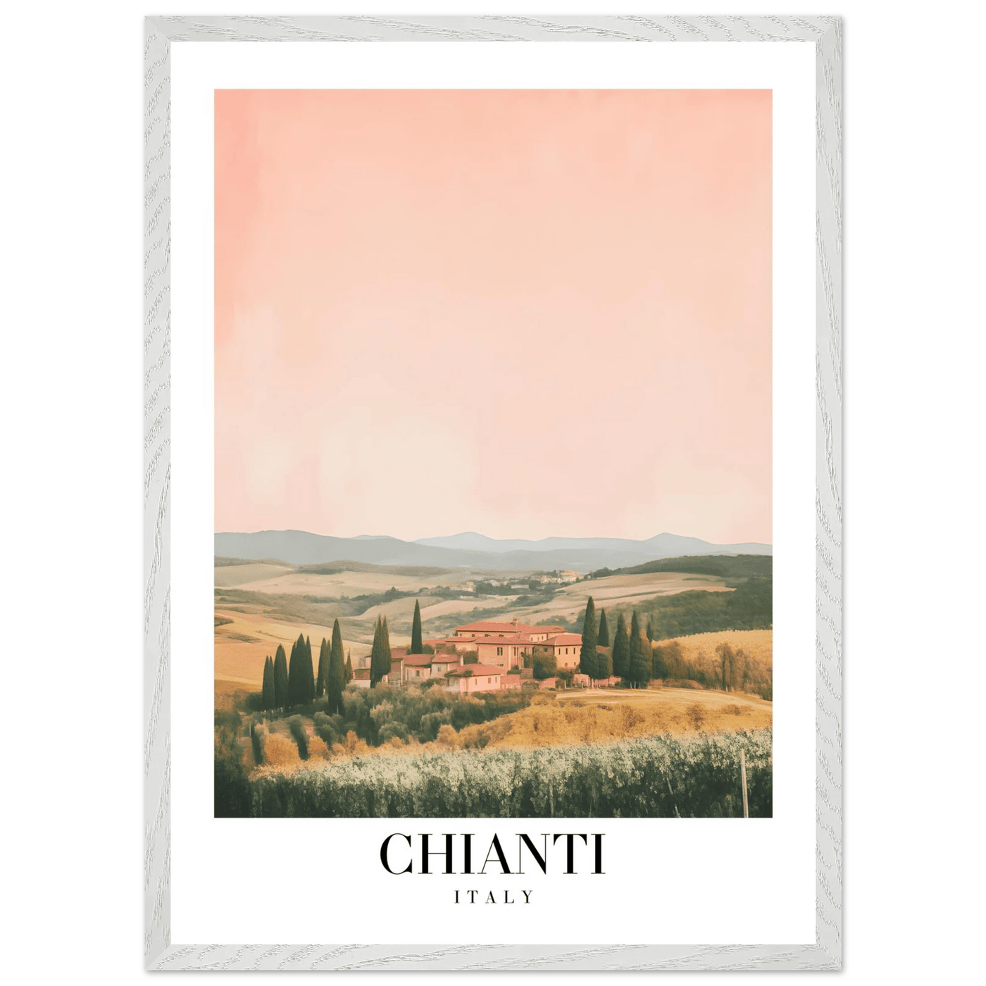 Chianti, Italy Framed Poster – Vintage Tuscan Countryside Wall Art with Customizable Wooden Frame - Vibrantwalls
