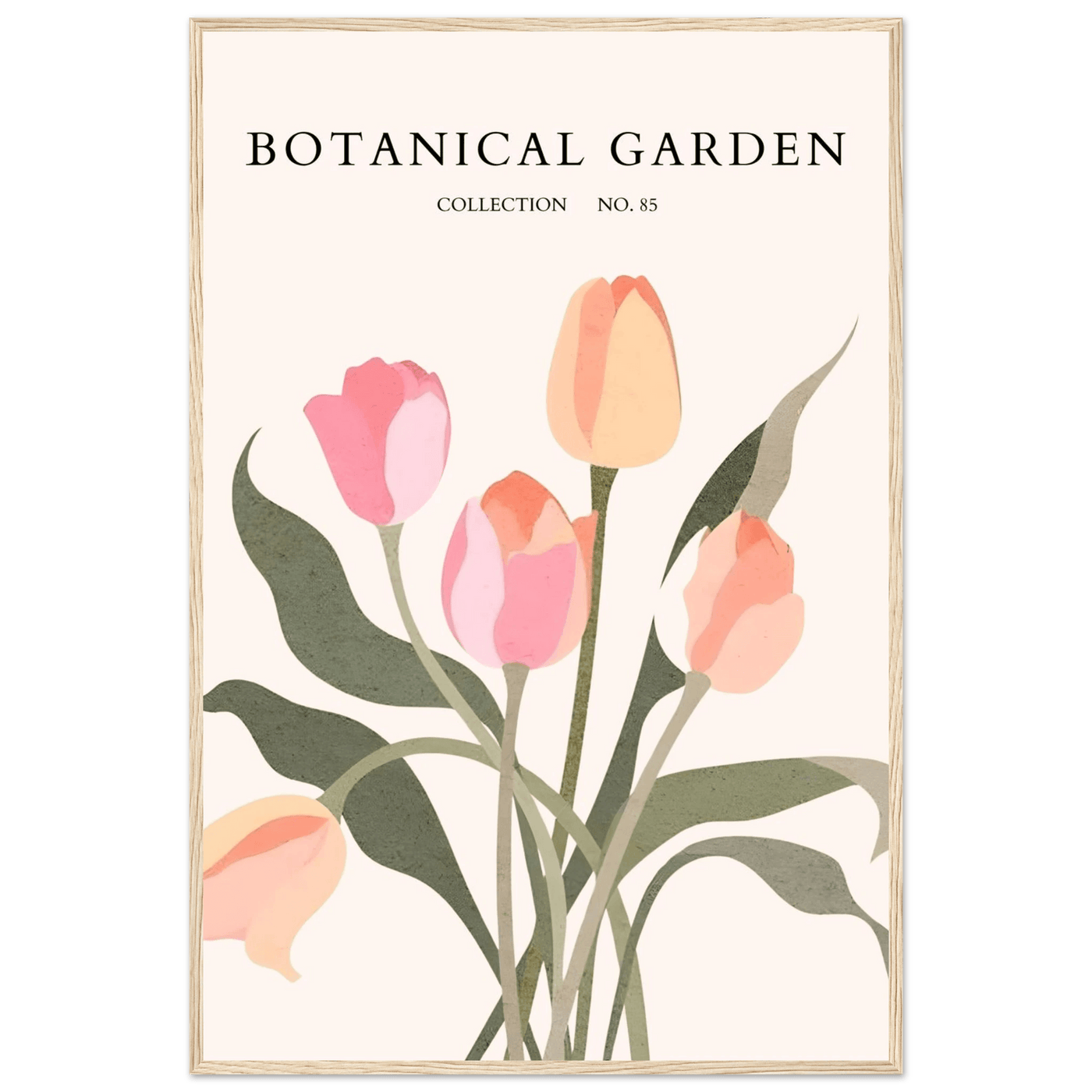 Botanical Garden Framed Posters – Soft Tulip Hues & Abstract Nature Art Prints | Ready-to-Hang in Your Choice of Frame - Vibrantwalls