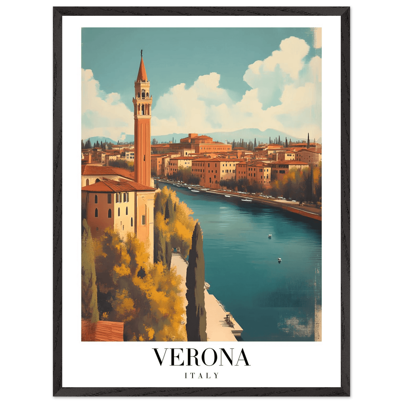 Verona Italy Framed Poster – Vintage Italian Travel Wall Art with Wooden Frame - Vibrantwalls