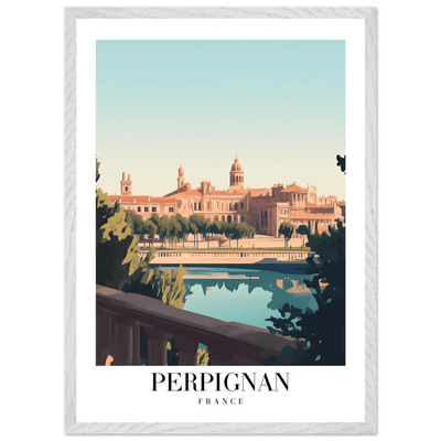 Perpignan France Framed Poster – Vintage Cityscape Wall Art with Wooden Frame - Vibrantwalls