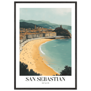 San Sebastian Spain Framed Poster – Vintage Coastal Travel Wall Art with Wooden Frame - Vibrantwalls