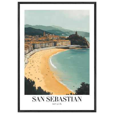 San Sebastian Spain Framed Poster – Vintage Coastal Travel Wall Art with Wooden Frame - Vibrantwalls