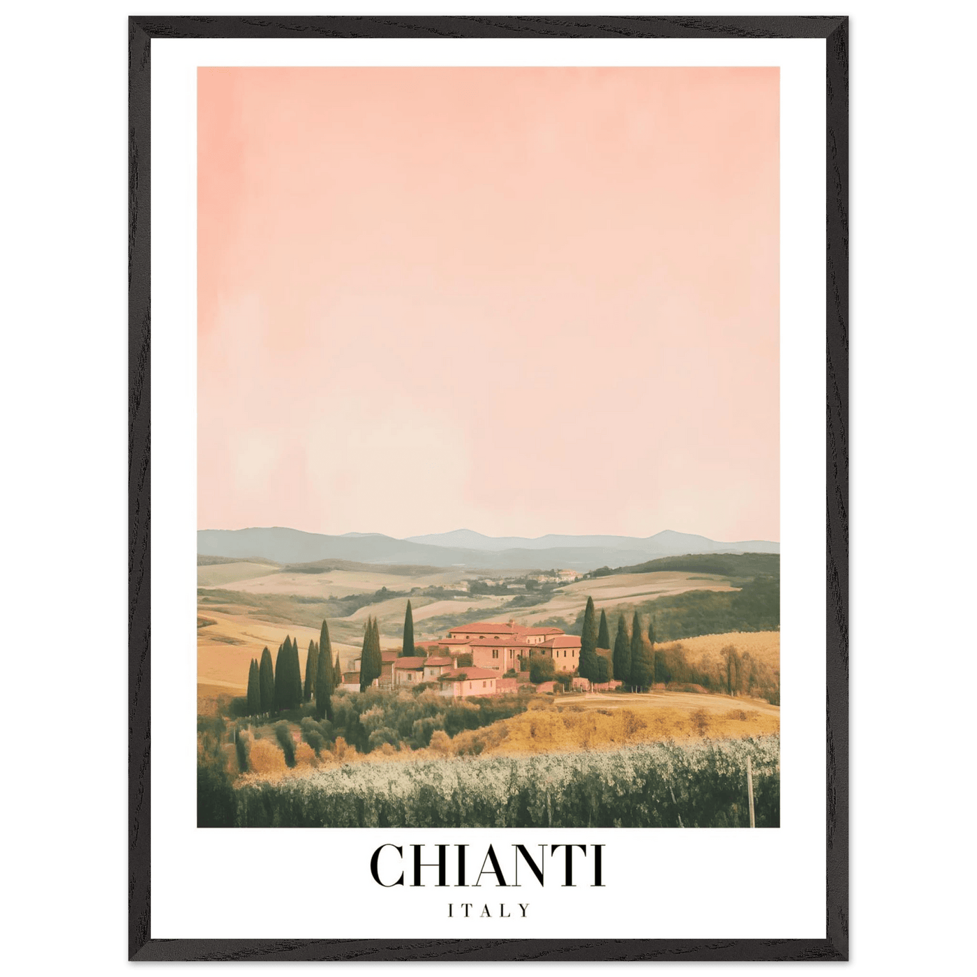 Chianti, Italy Framed Poster – Vintage Tuscan Countryside Wall Art with Customizable Wooden Frame - Vibrantwalls