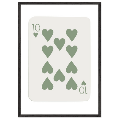 Minimalist Ten of Hearts Poker Card Print - Mounted & Framed Wall Art, Eco-Friendly Wood Frame in Your Choice of Finish - Vibrantwalls