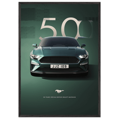 1968 Bullitt Mustang GT - 50th Anniversary Framed Poster | Iconic Dark Highland Green, Ready-to-Hang Wall Art - Vibrantwalls