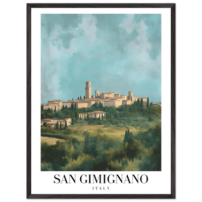 San Gimignano Italy Framed Poster – Vintage Tuscan Countryside Wall Art with Wooden Frame - Vibrantwalls