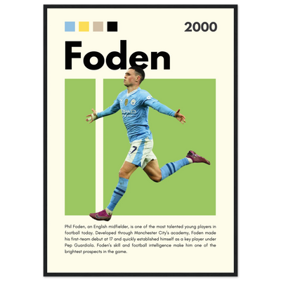 Phil Foden Manchester City Football Legend Poster A1 (59.4 x 84.1 cm) Black frame Vibrantwalls