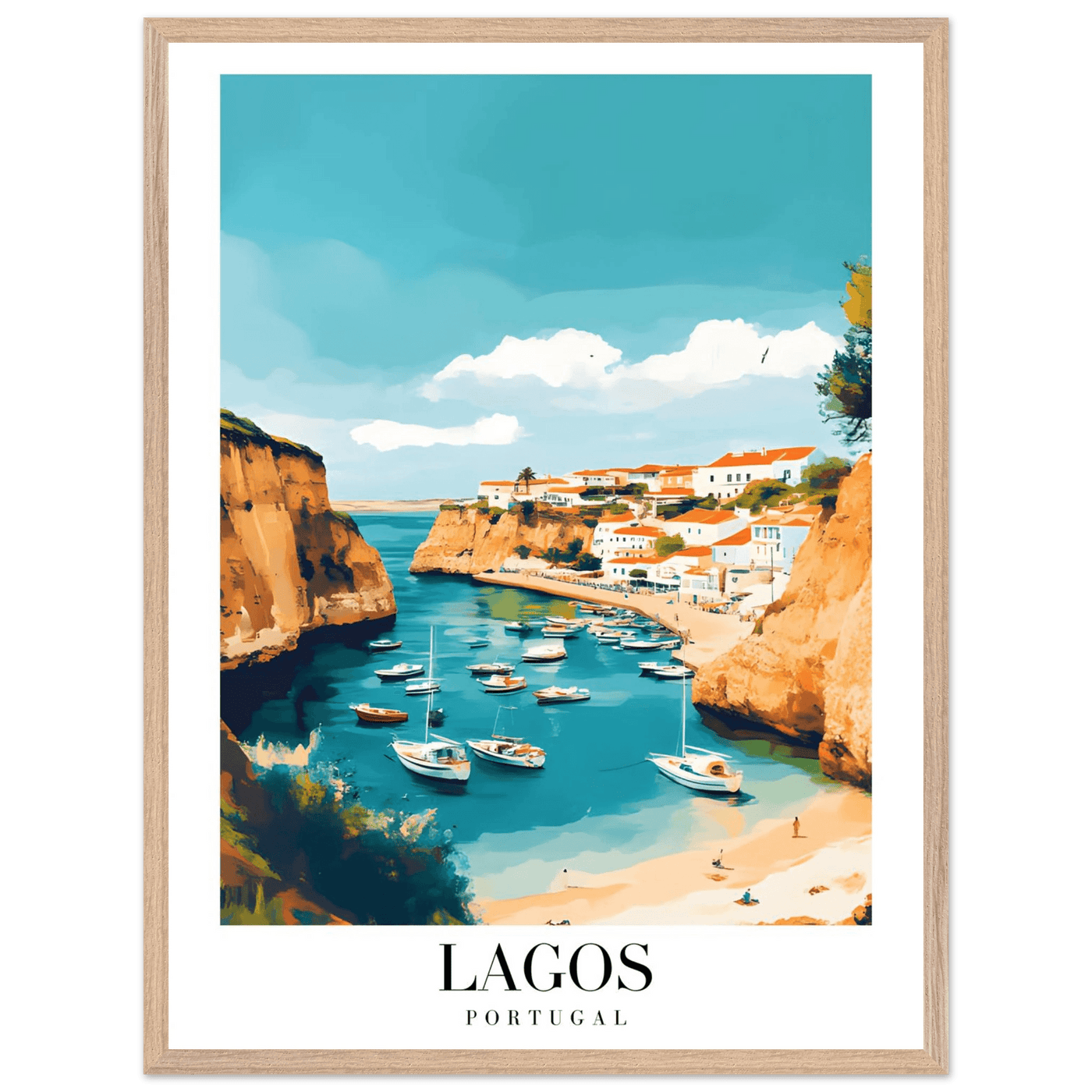 Lagos Portugal Framed Poster – Coastal Charm Travel Art with Wooden Frame - Vibrantwalls