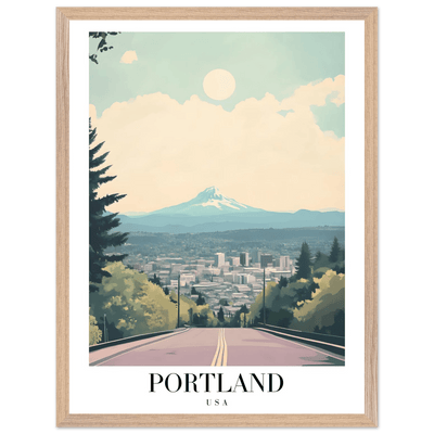 Portland Oregon Framed Poster – Mid-Century Modern Travel Art with Your Choice of Frame - Vibrantwalls