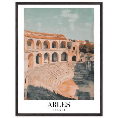 Arles France Amphitheater Framed Poster – Vintage Travel Wall Art with Wooden Frame and Serene Palette - Vibrantwalls
