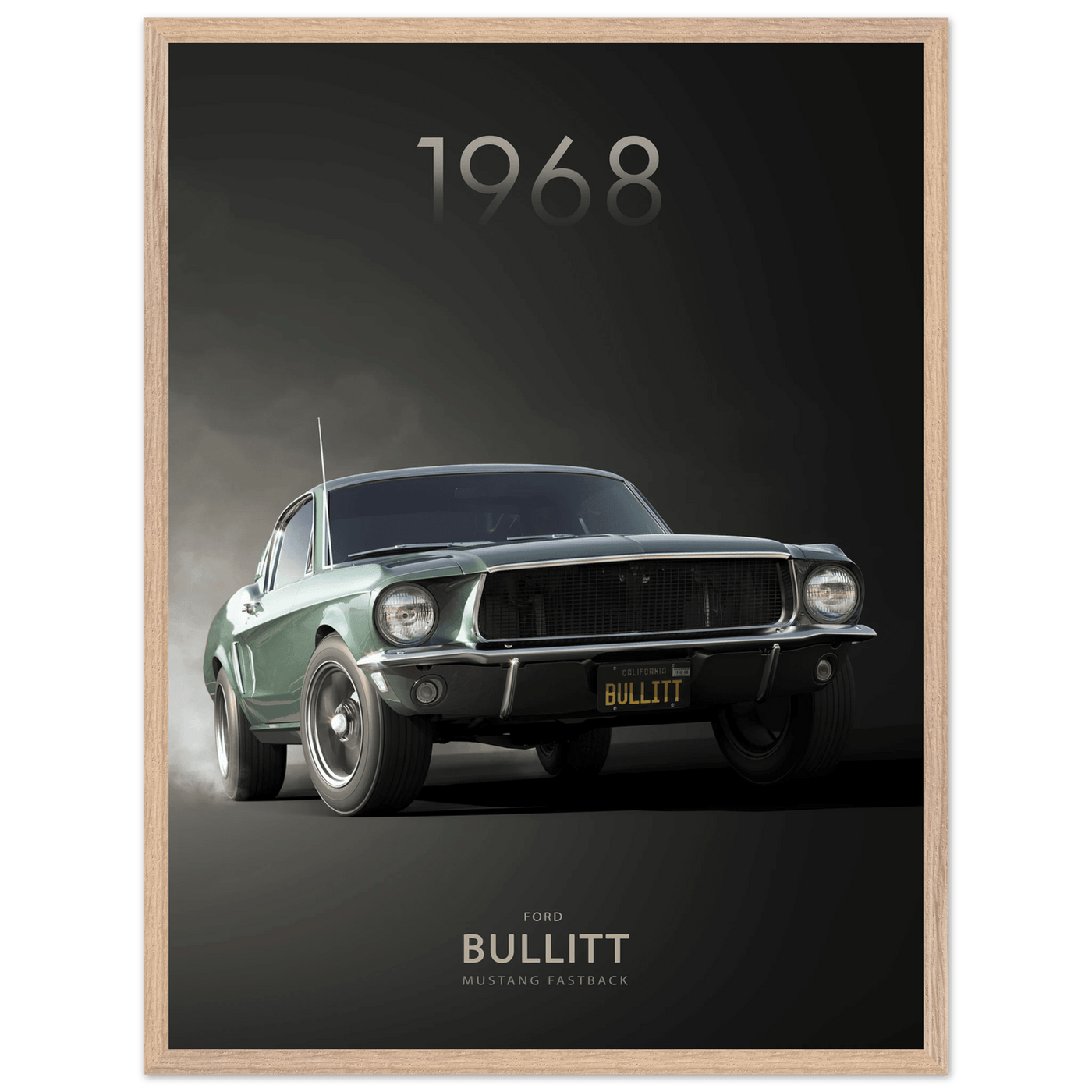 1968 Bullitt Mustang GT - 50th Anniversary Framed Poster | Iconic Green, Ready-to-Hang, Premium Quality - Vibrantwalls