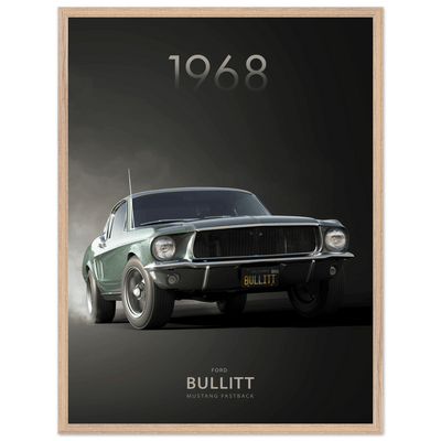 1968 Bullitt Mustang GT - 50th Anniversary Framed Poster | Iconic Green, Ready-to-Hang, Premium Quality - Vibrantwalls