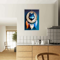 Mystic Wolf Dreamcatcher Cubism Style Bohemian Art Poster Wall Art - Vibrantwalls