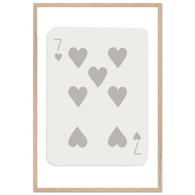 Minimalist Poker Card Print - Seven of Hearts - Mounted Eco-Friendly Framed Art, Custom Sizes & Finishes - Vibrantwalls