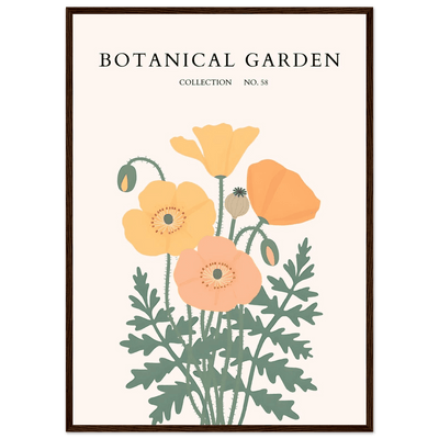 Botanical Garden Poppy Framed Poster – Warm Hues & Nature Art Print | Ready-to-Hang Floral Decor - Vibrantwalls