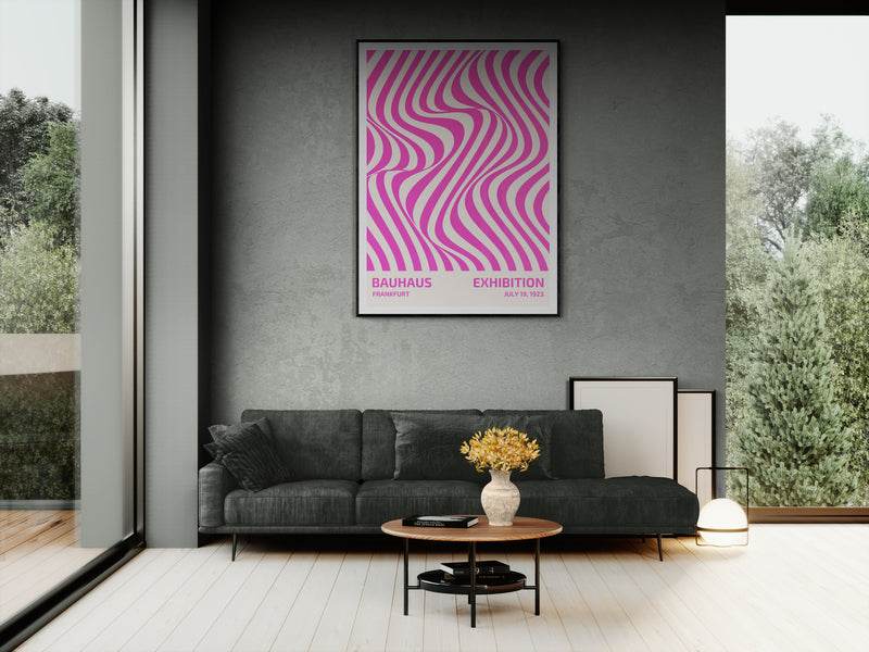 Bauhaus Pink Stripe Abstract Art Print – Modern Minimalist Framed Poster in Multiple Sizes - Vibrantwalls