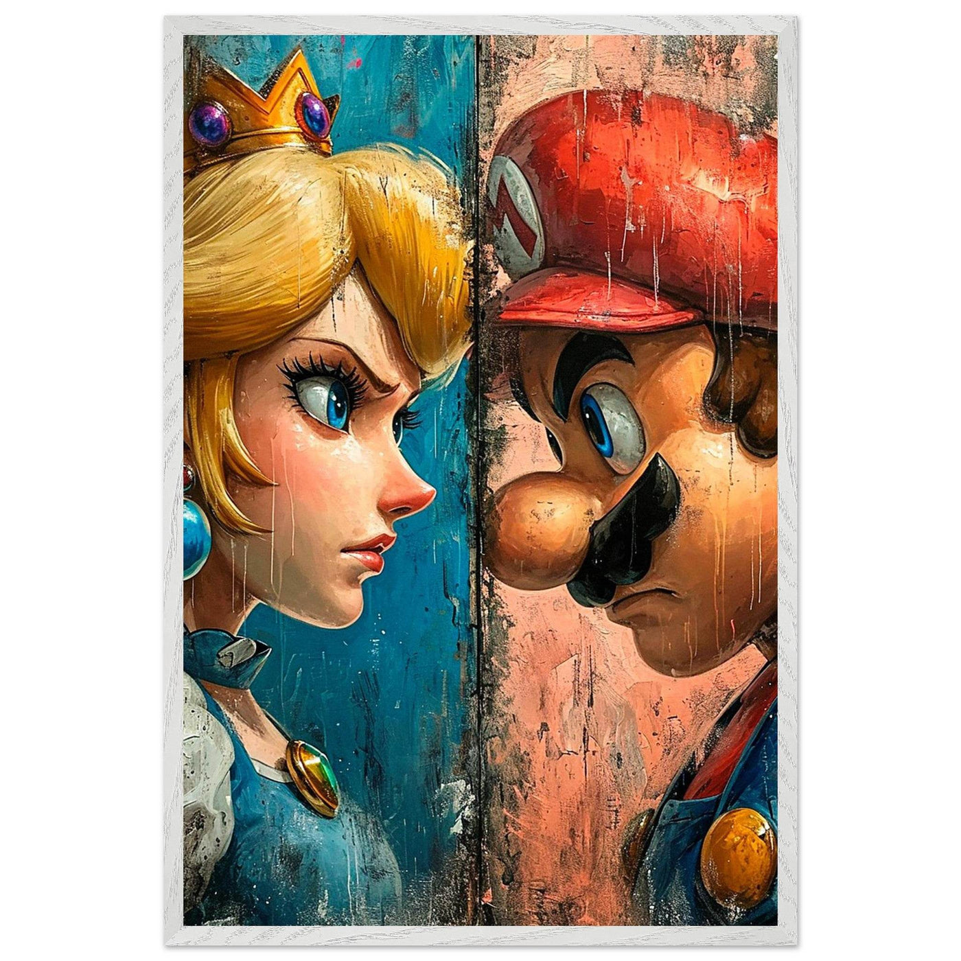 Mario & Peach Pop Art Mounted Framed Poster – Iconic Clash, Eco-Friendly, Ready to Hang - Vibrantwalls
