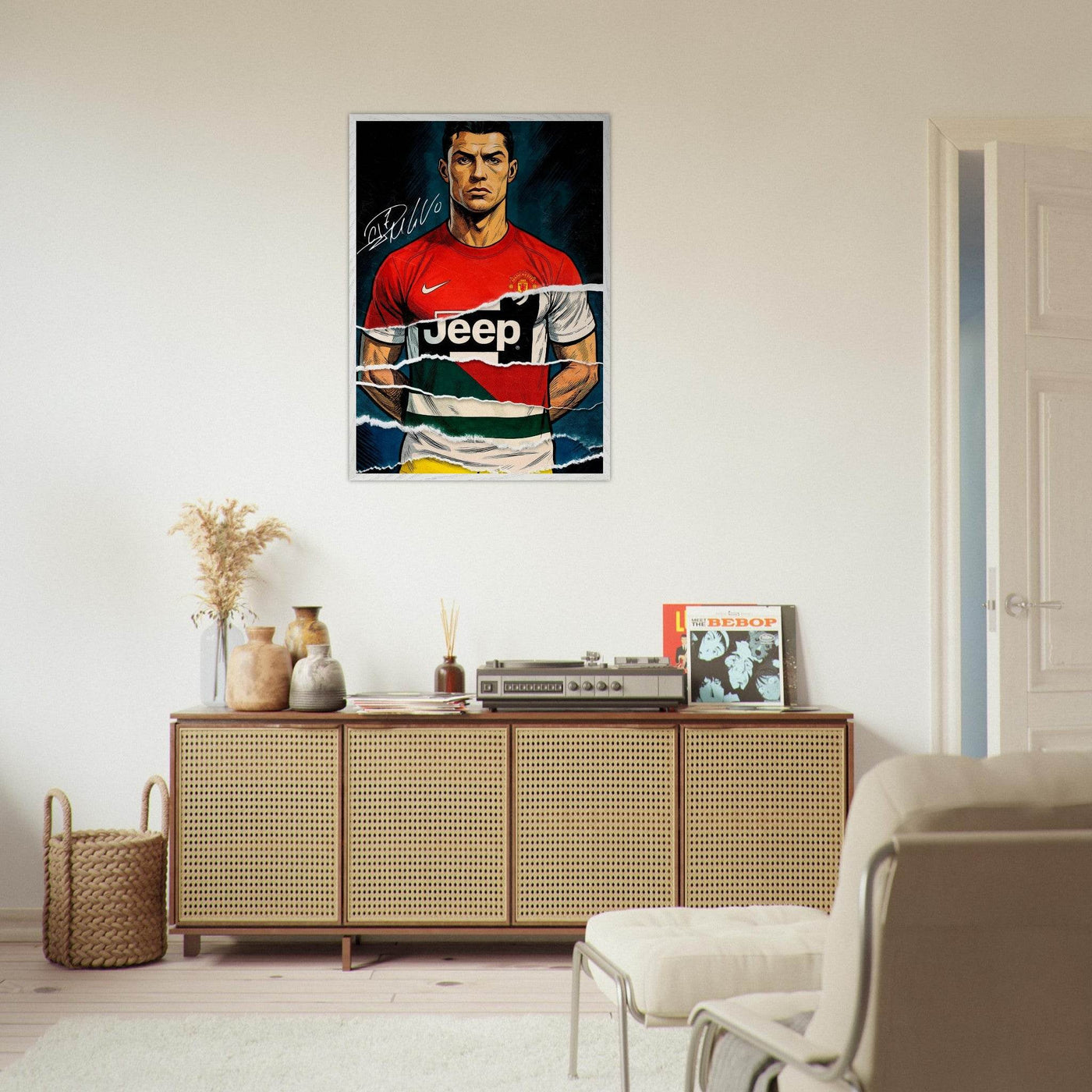 Cristiano Ronaldo Pop Art Mounted Framed Poster – Iconic, Ready to Hang, Eco-Friendly - Vibrantwalls