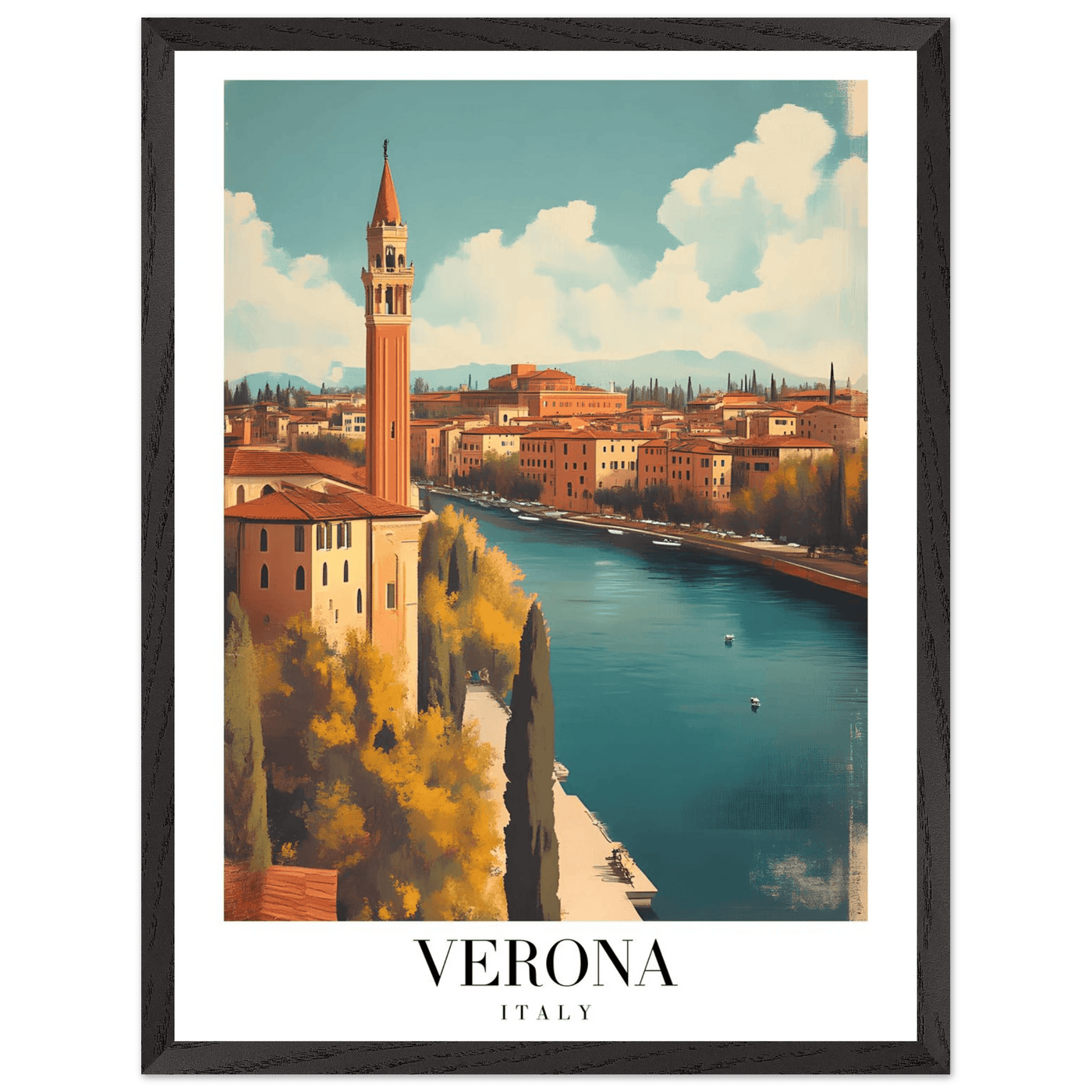 Verona Italy Framed Poster – Vintage Italian Travel Wall Art with Wooden Frame - Vibrantwalls