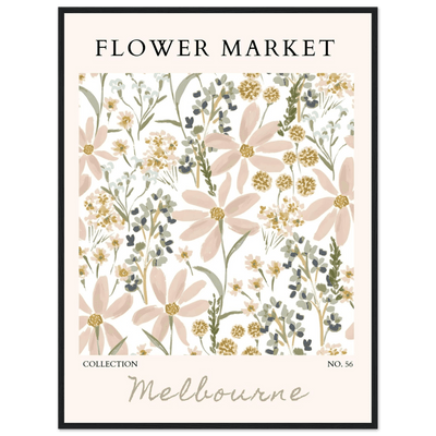 Flower Market Melbourne Framed Poster – Blush Floral & Sage Green Art Print | Ready-to-Hang Wall Decor - Vibrantwalls