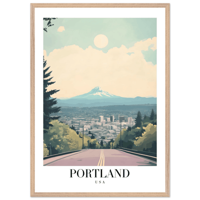 Portland Oregon Framed Poster – Mid-Century Modern Travel Art with Your Choice of Frame - Vibrantwalls