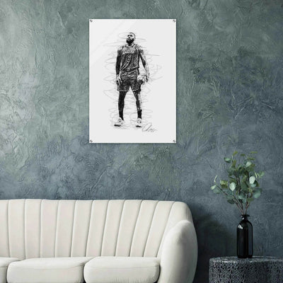 LeBron James Wall Art – Dynamic, Modern NBA Sketch Acrylic Print for Sports Fans - Vibrantwalls