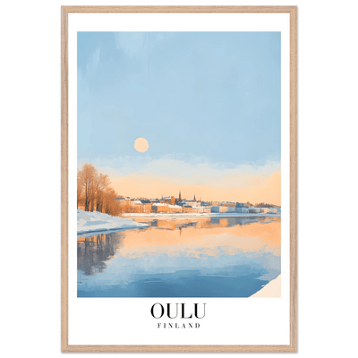 Oulu Finland Framed Poster – Serene Winter Sunset Wall Art with Wooden Frame - Vibrantwalls