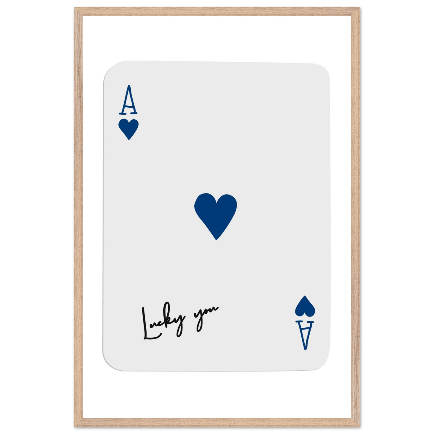 Lucky You Ace of Hearts - Framed Poker Card Art, Minimalist Eclectic Decor, Eco-Friendly Wood Frame - Vibrantwalls
