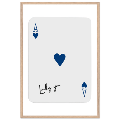 Lucky You Ace of Hearts - Framed Poker Card Art, Minimalist Eclectic Decor, Eco-Friendly Wood Frame - Vibrantwalls